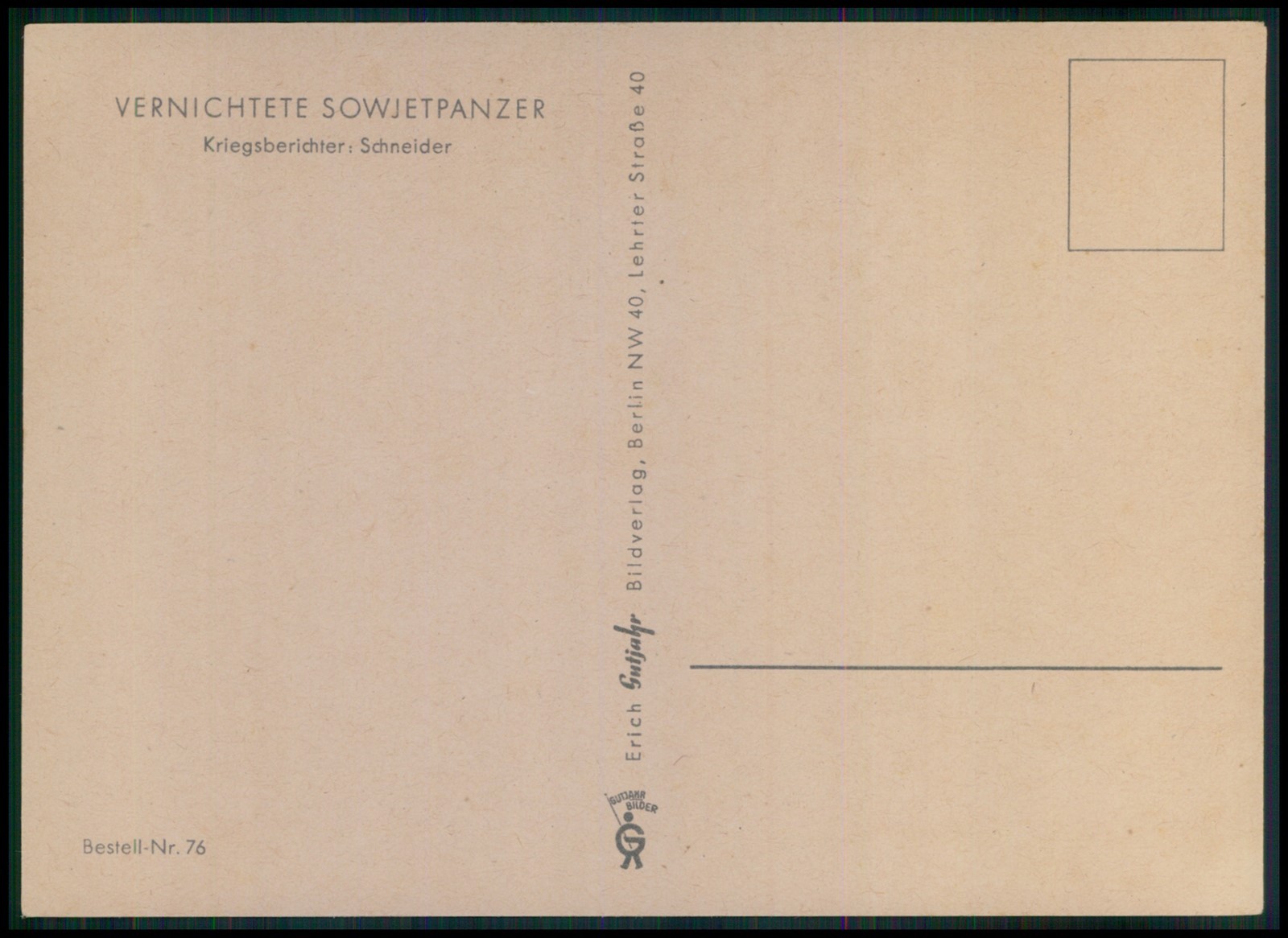 Vernichtete Sowjetpanzer Tank WWII ww2 war original 1940s Germany postcard