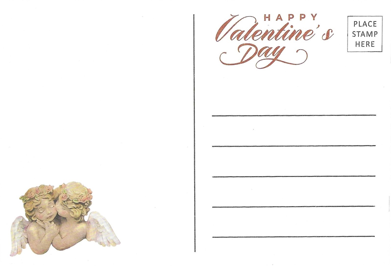 Vintage Valentine’s Day Postcard RETRO Antique NEW REPRINT Cherubs Hearts
