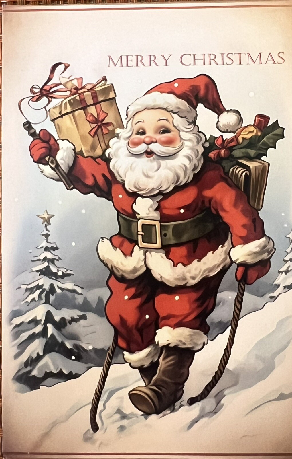 Vintage Inspired Postcard Christmas Santa Delivering Gifts Snow #4354 – Tonya