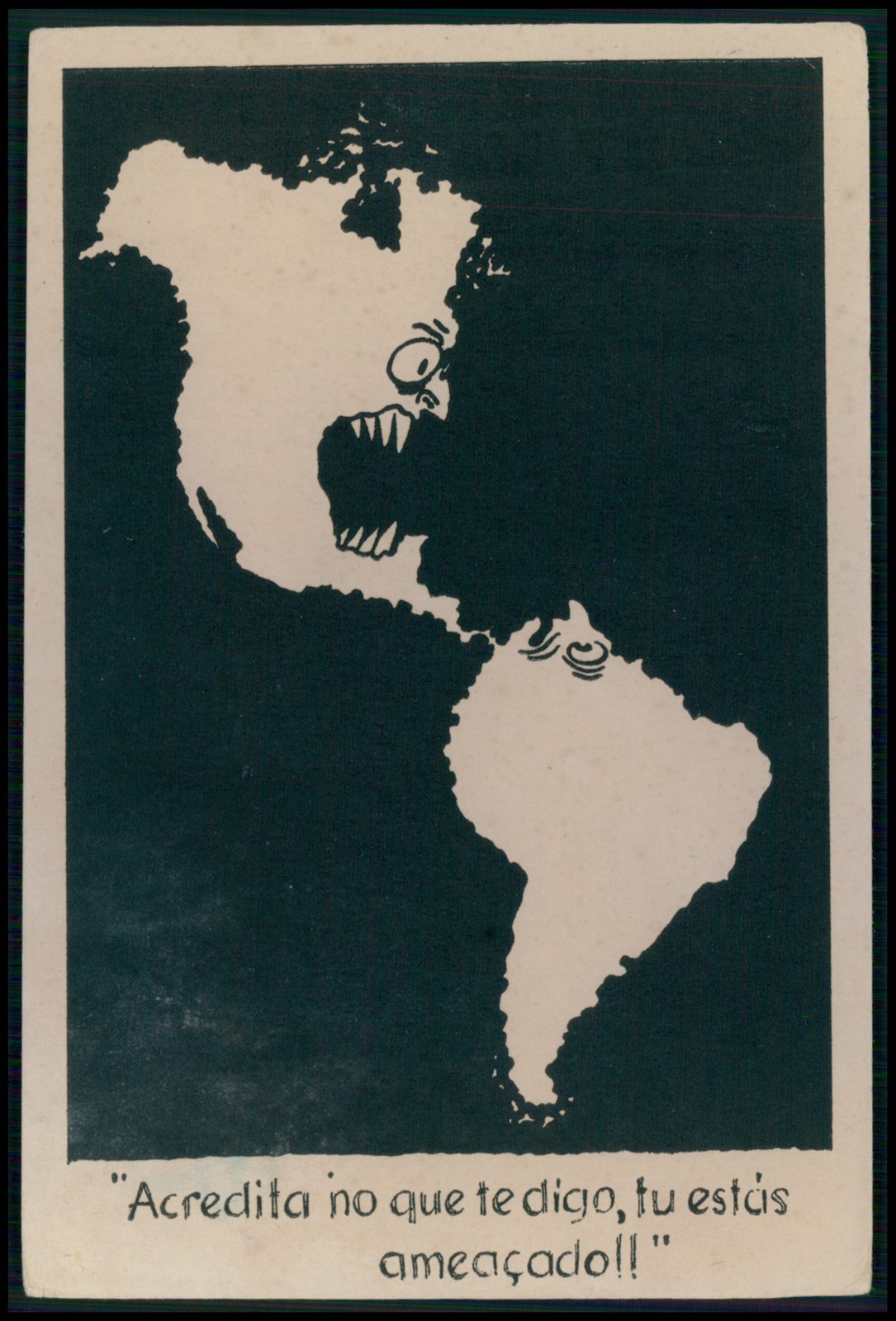 USA x South America metamorphic Map WWII ww2 war original 1940s Germany postcard