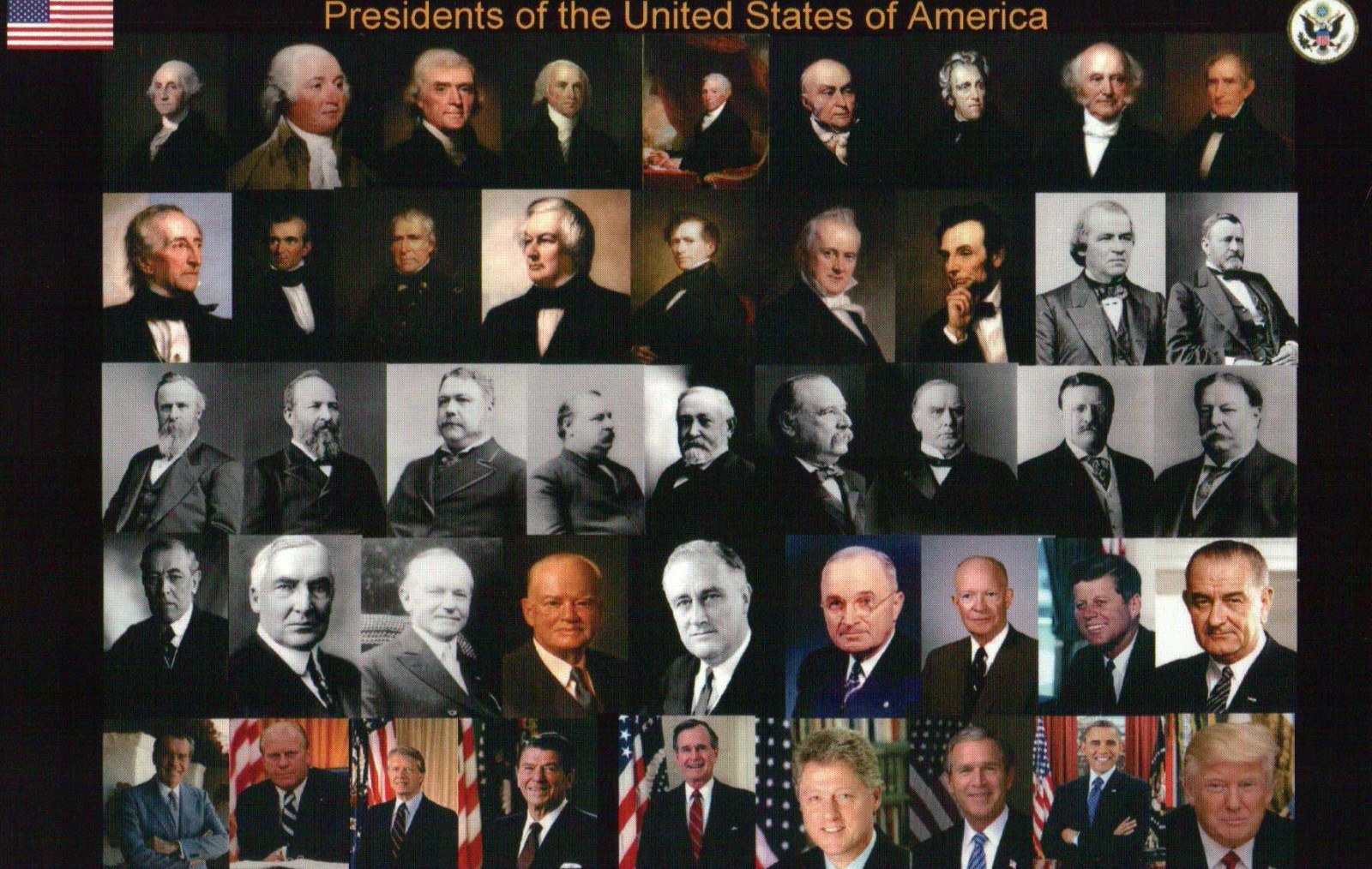 All Presidents of the United States George Washington to Donald Trump – Postcard
