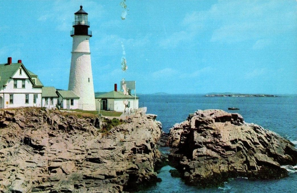 Lighthouse Portland Maine First Lighthouse in USA Vintage Postcard