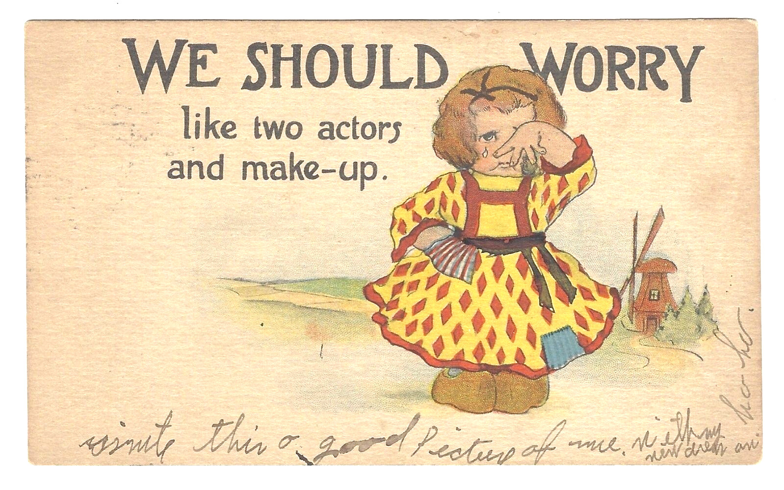 Postcard Divided 1914 Maker SB USA 1 Cent Stamp “We should Worry”