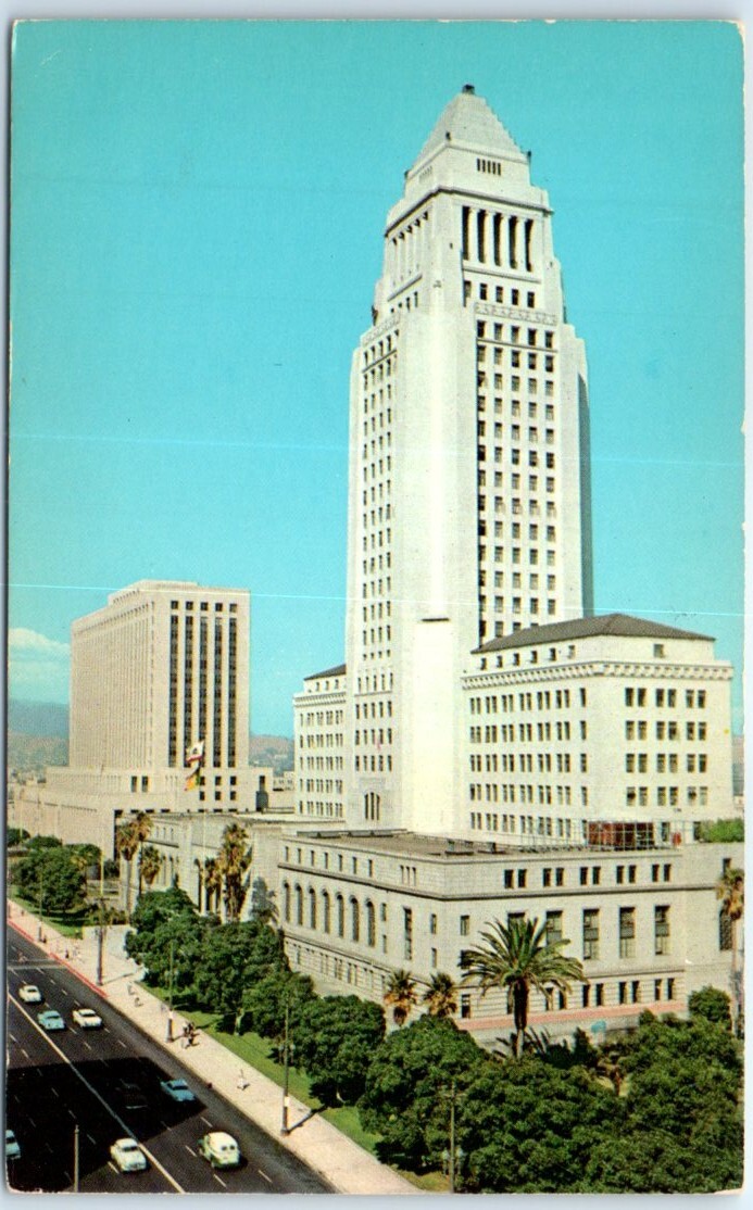 Postcard – Los Angeles City Hall & United States Post Office & Federal Building
