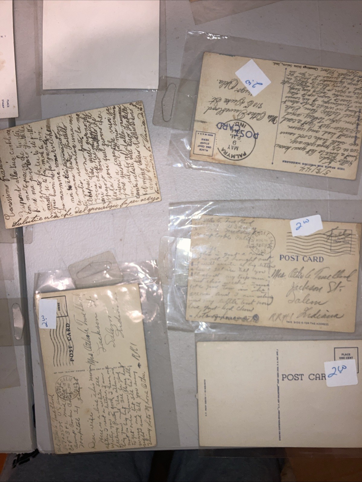 Antique Vintage Postcards LOT 1915-1946 WW2 Era Stamped Dated Sleeved DETAILS