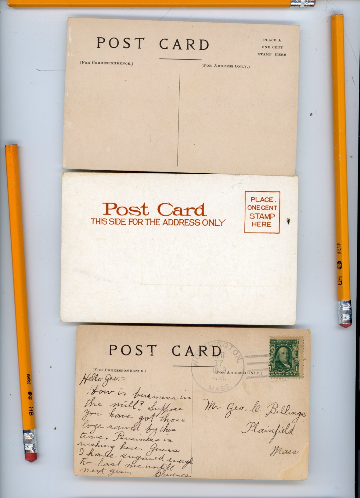 lot of 6 old Worthington MA postcards