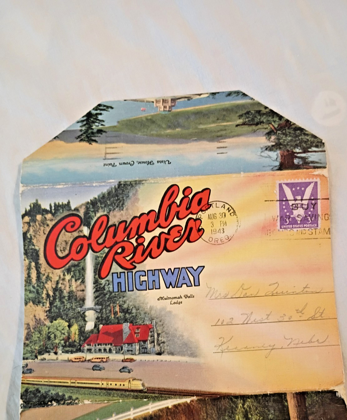 Vintage MCM Souvenir Postcards Folder Columbia River Highway Oregon 1940’s Linen
