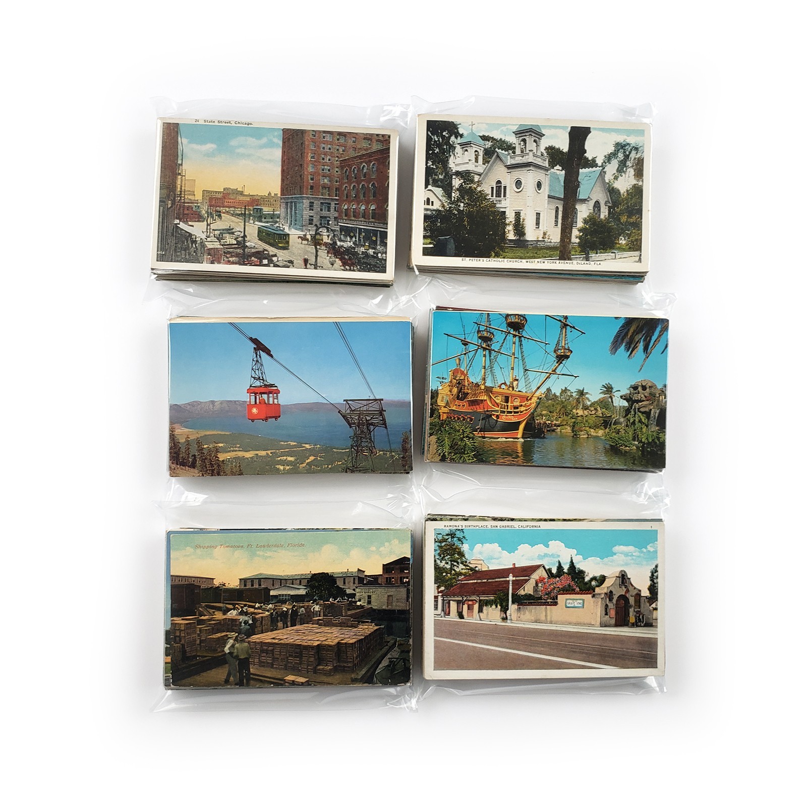 60 Unused Vintage Postcards Lot – Unposted Random Blank Midcentury Travel Views