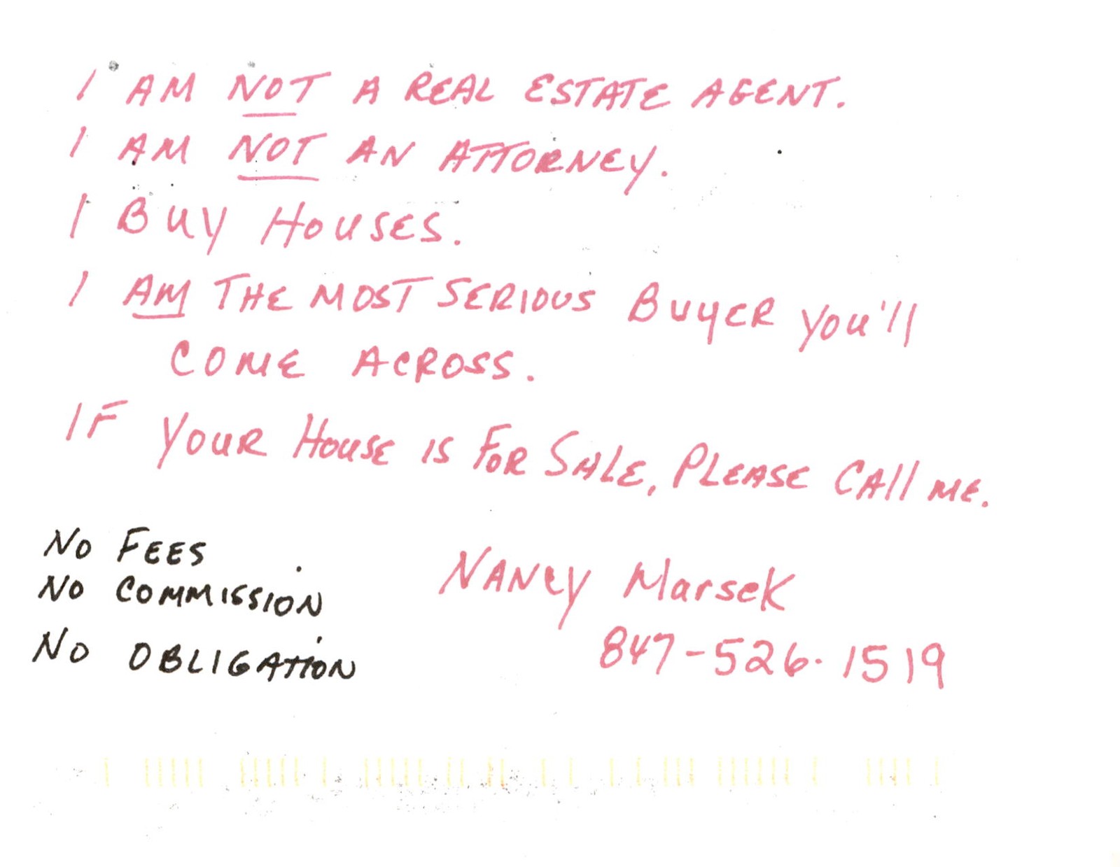 Nancy Marsek, Crystal Lake Homeowner, House Buyer 2003 Postcard