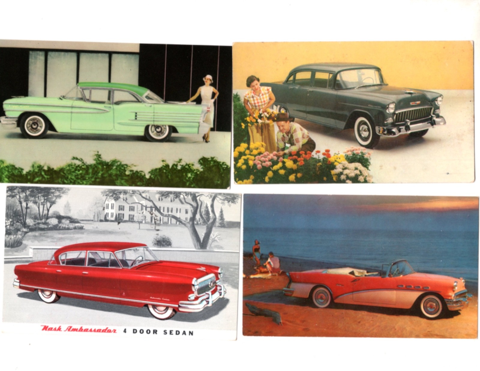 ANTIQUE AUTO, 1950’s, LOT OF 36 VINTAGE POSTCARDS (BL117)