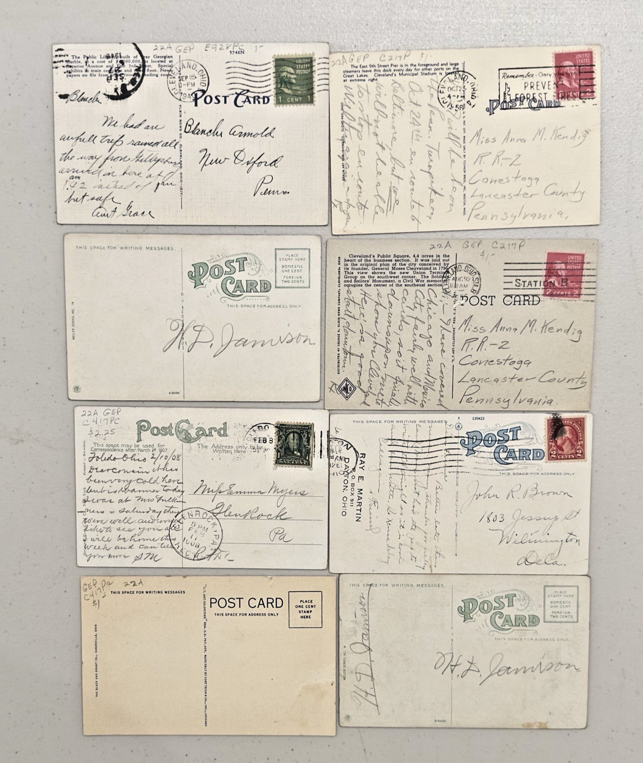 Lot Of 50 Vintage Postcards Ohio and Virginia Some In Protective Sleeves