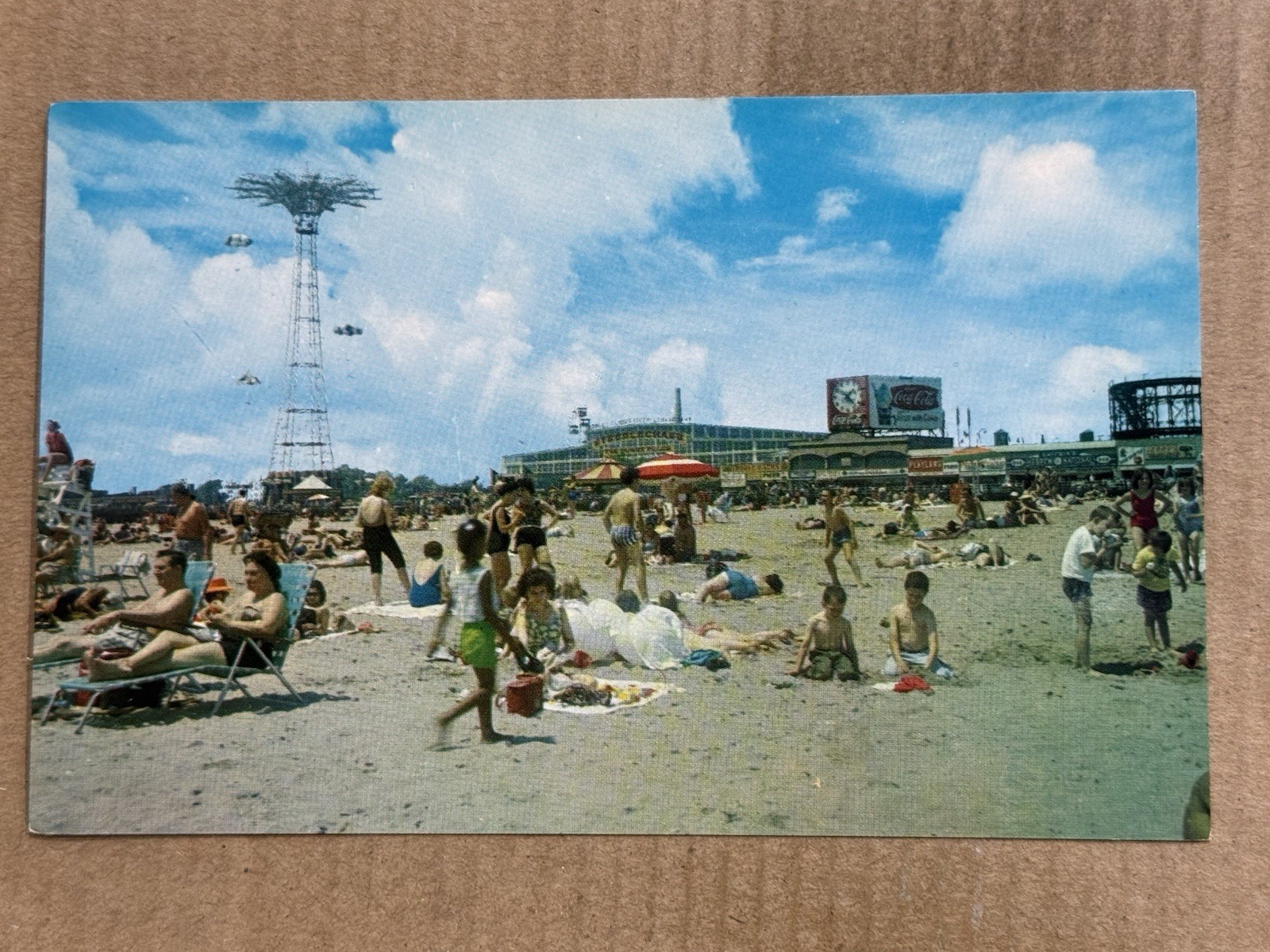 Postcard Coney Island New York Beach Steeplechase Amusement Park Parachute Jump