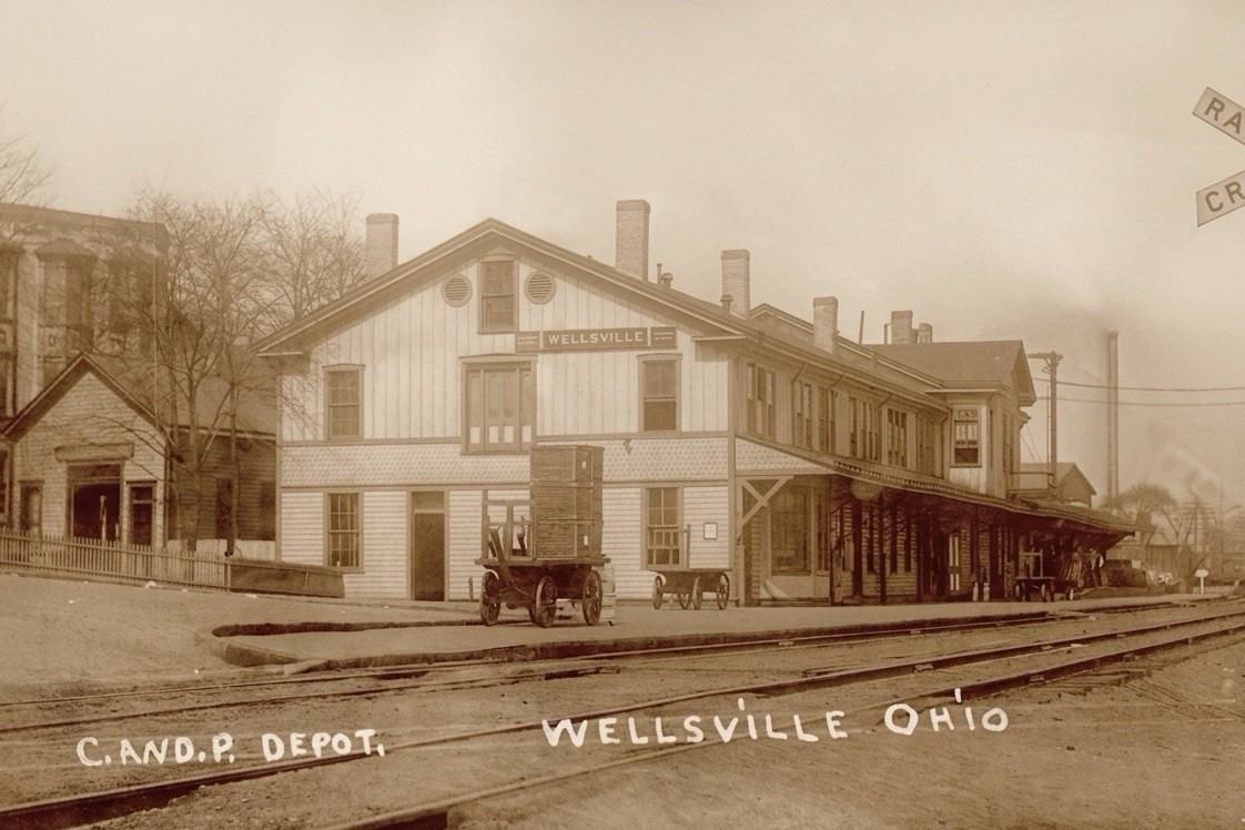 Modern RPPC REPRINT Postcard Railroad Depot WELLSVILLE OHIO B531