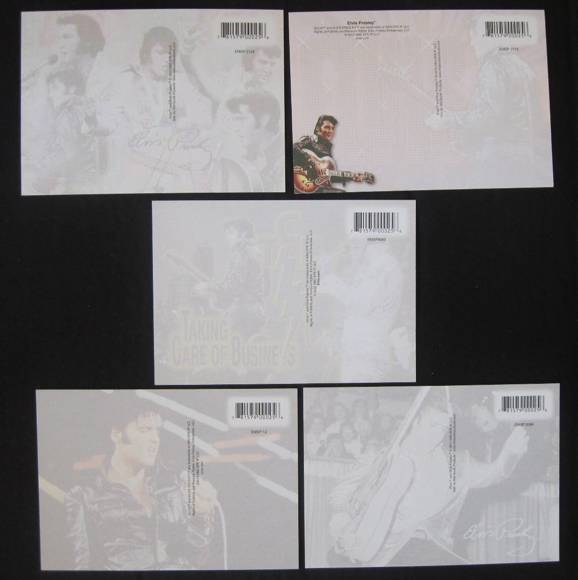 Elvis Presley Licensed Set of 5 (Five) Different 4X6 Color Postcards Free Ship!