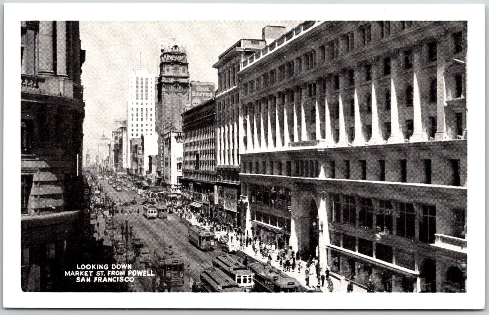 San Francisco USA Market Street Busy Thoroughfare Vintage Postcard