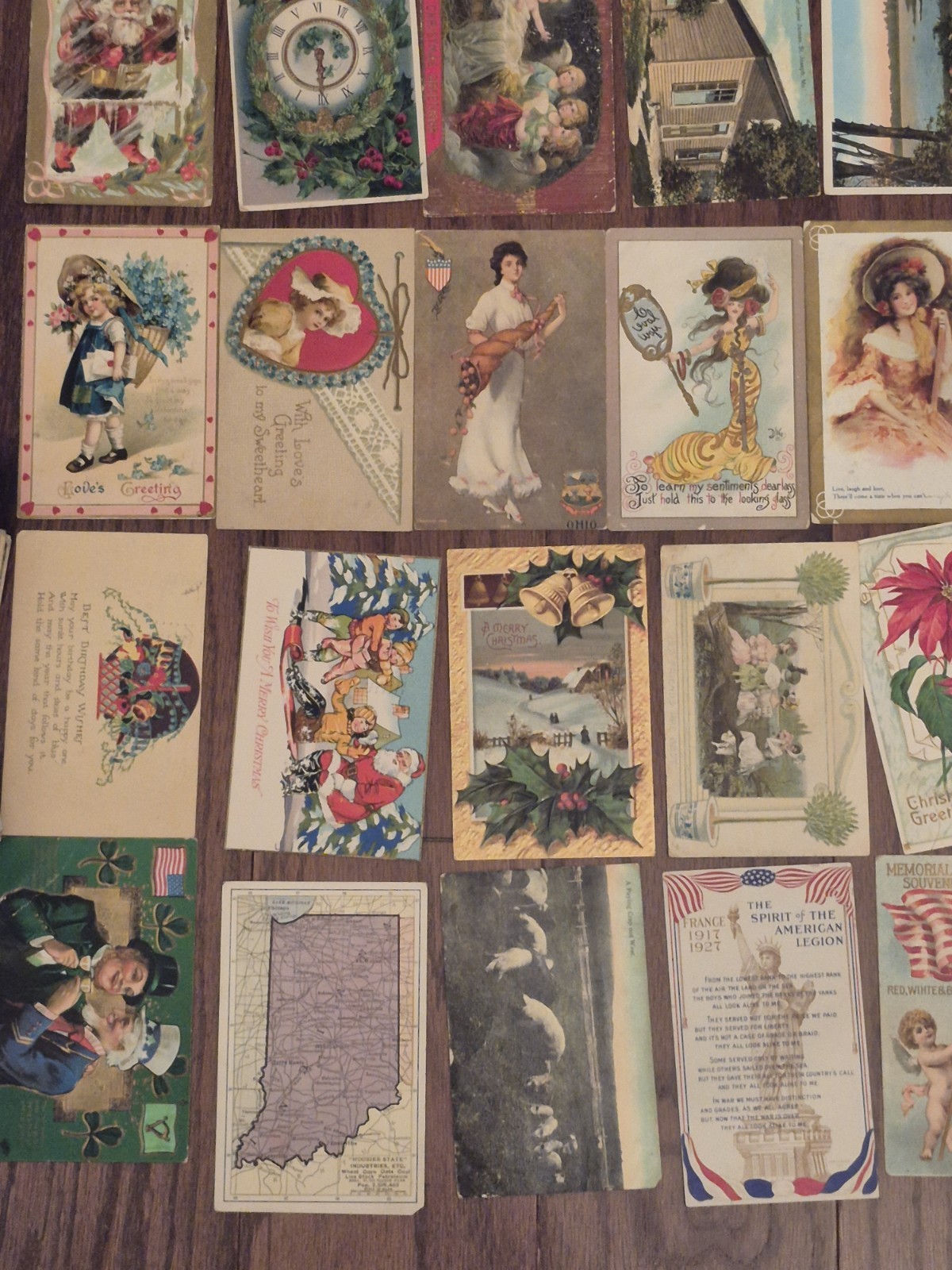 Vintage Postcard Lot Christmas, Easter, Santa’s, Patriotic, Valentine’s day