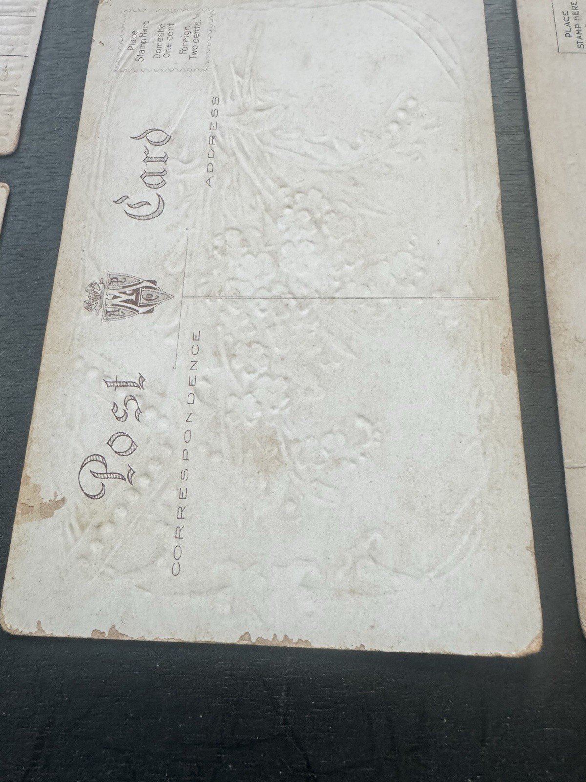 Embossed Victorian Early 1900s Postcards Greetings Floral Antique Vintage Set/10