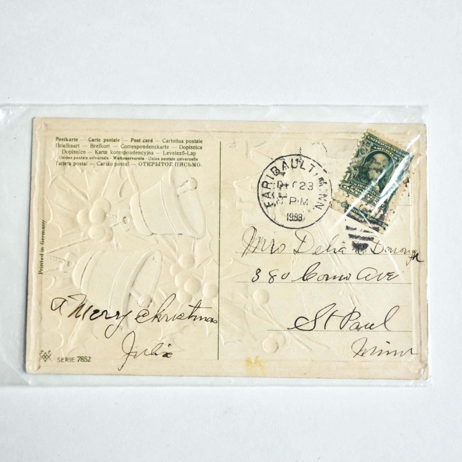 1908 Antique All Good Wishes for Christmas Postcard