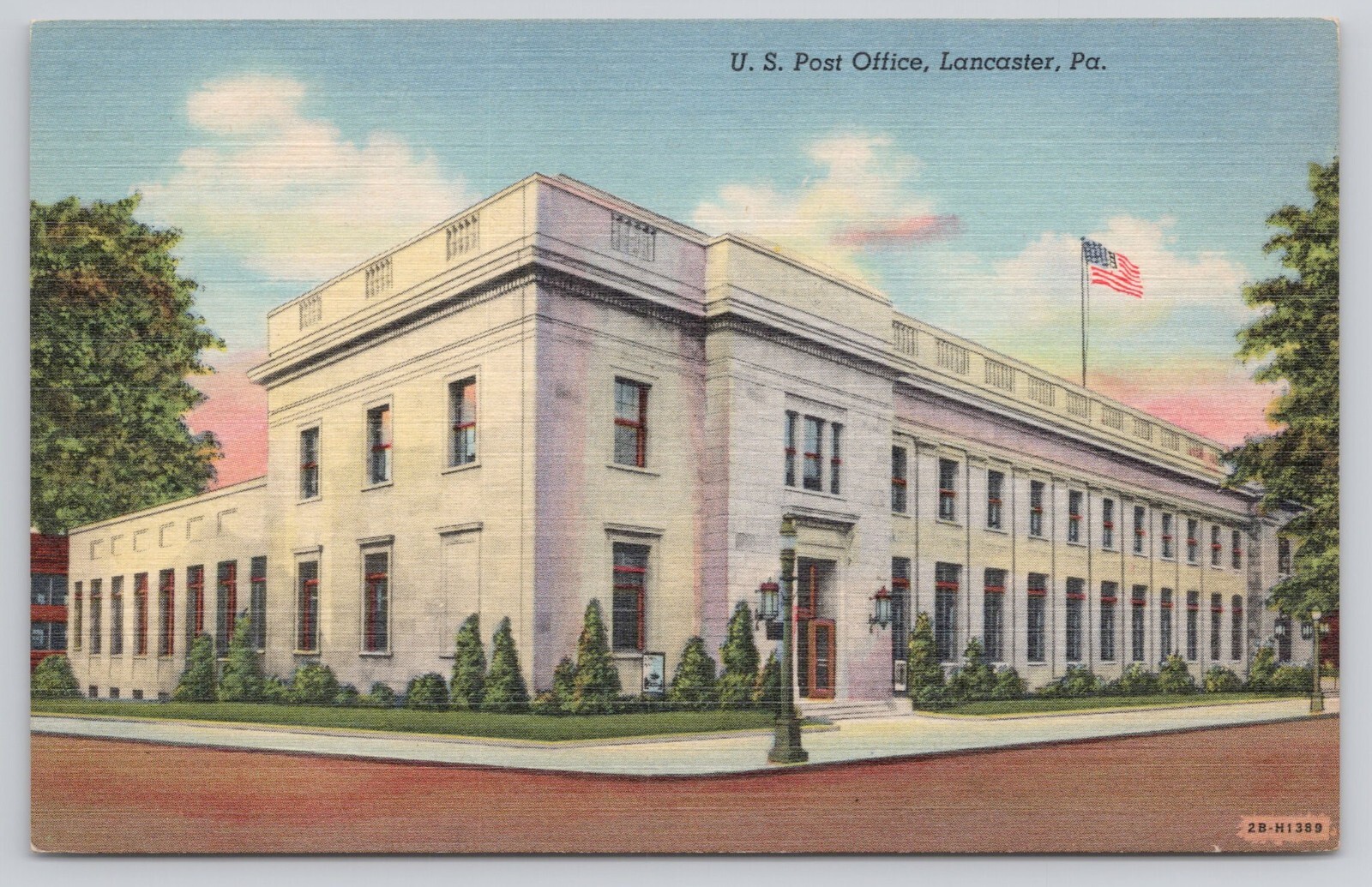 United States Post Office Lancaster PA Pennsylvania Linen Postcard