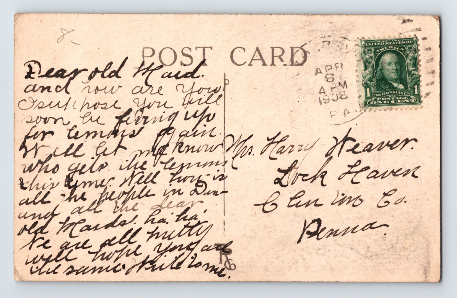 Postcard Valentine’s Day Leap Year Bachelor’s Day Old Maid Town Crier 1908