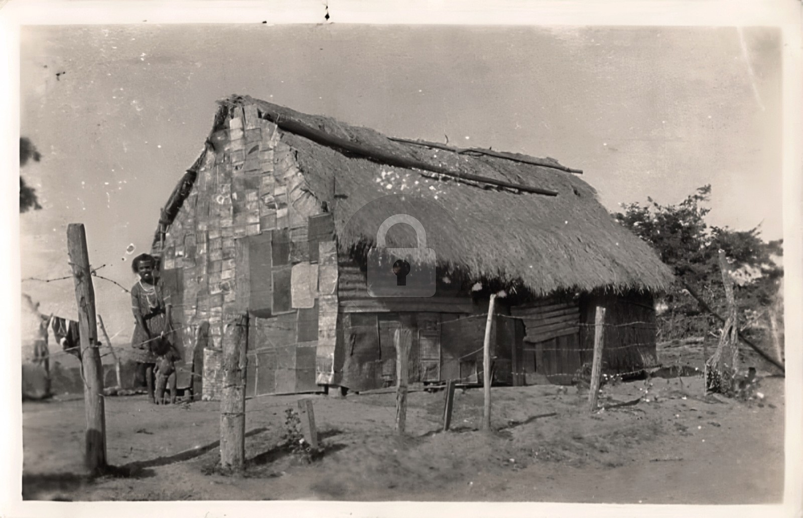 San Isabel PUERTO RICO Mother & Child by Hut Home 1910s RPPC Postcard COPY