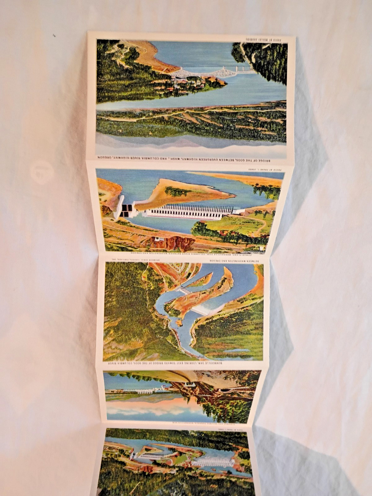 Vintage MCM Souvenir Postcards Folder Columbia River Highway Oregon 1940’s Linen