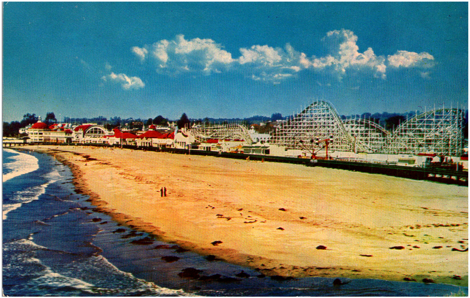 Casino and Boardwalk Santa Cruz California Rollercoaster 1960s Chrome Postcard