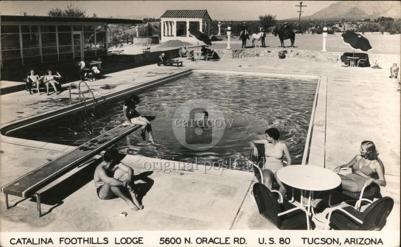 Tucson, Arizona AZ Outdoor Pool Catalina Foothills Lodge Original Vintage RPPC