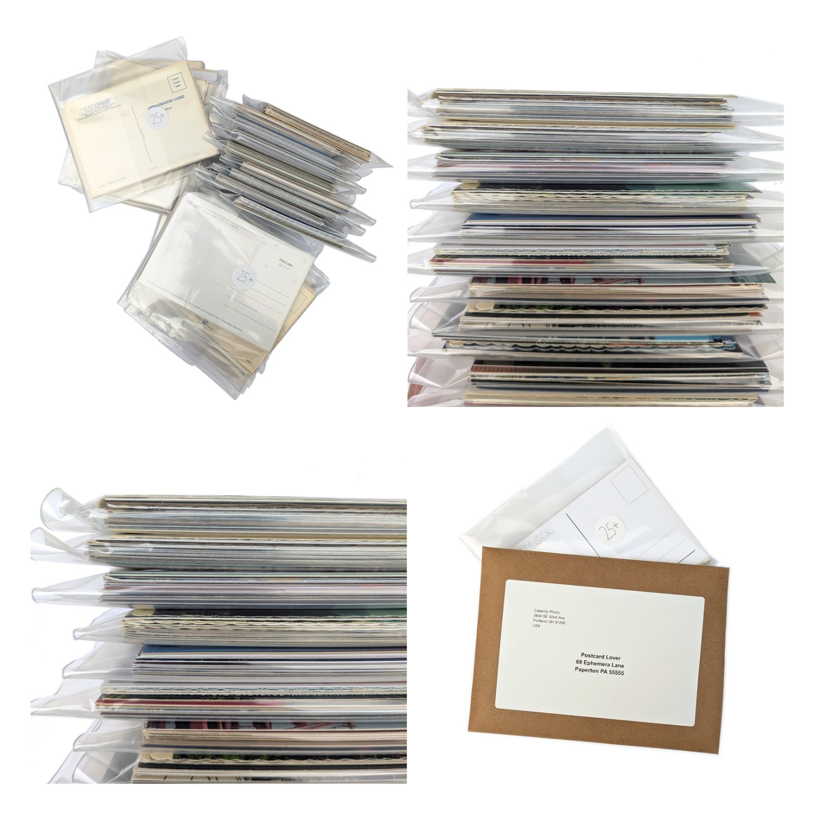 25 Unused 4×6 Postcards Lot – Unposted Bulk Continental – Blank Old Vintage