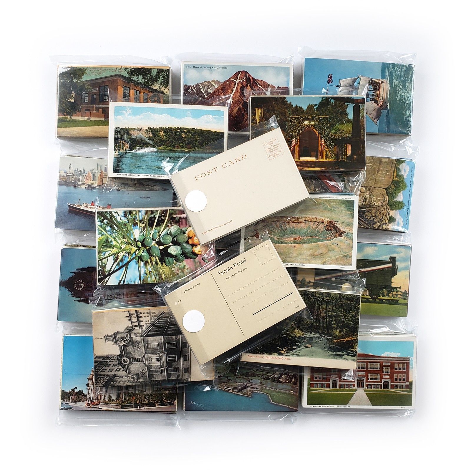 60 Unused Vintage Postcards Lot – Unposted Random Blank Midcentury Travel Views