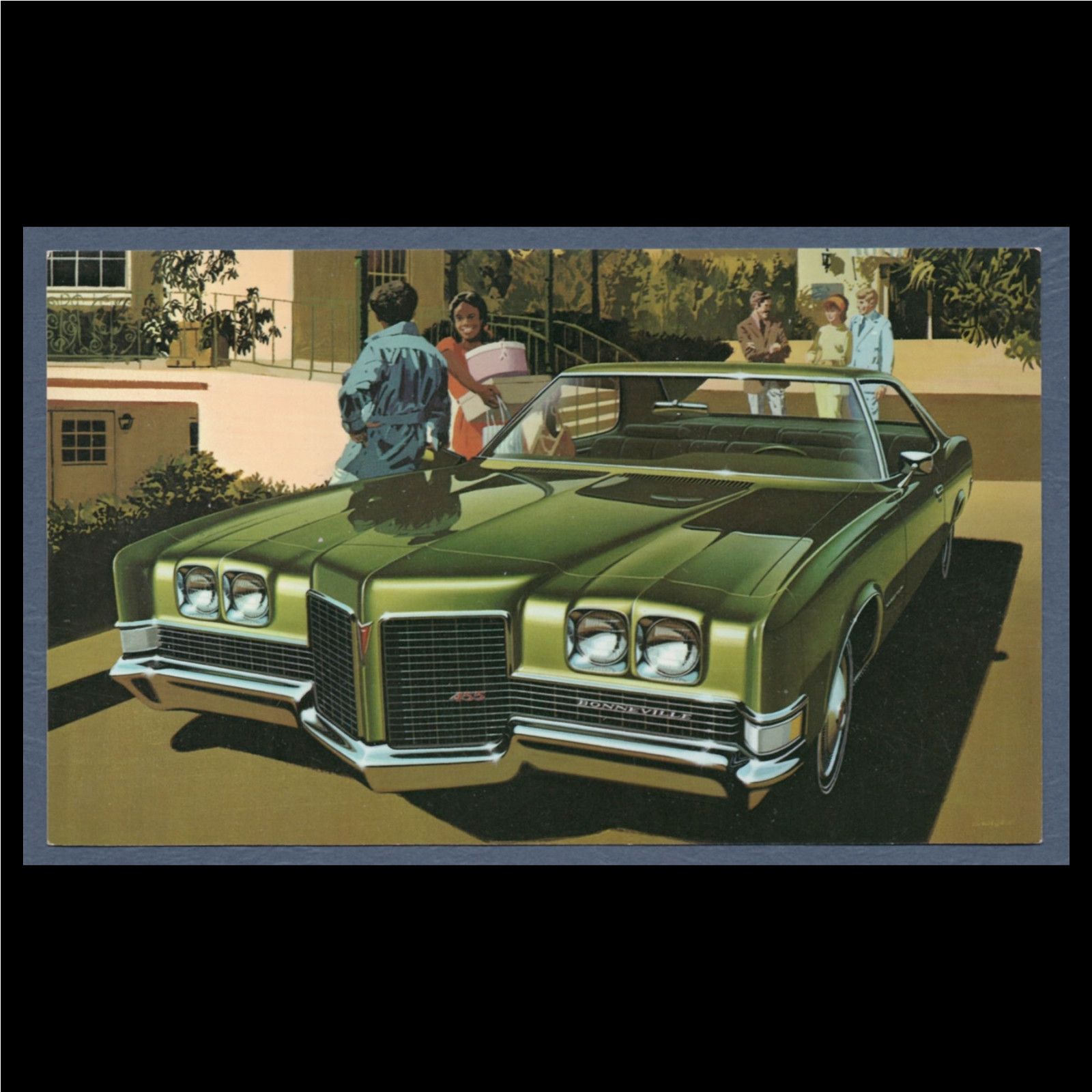 1971 Pontiac Bonneville Hardtop Coupe: Original Dealer POSTCARD Unused VG+/Ex