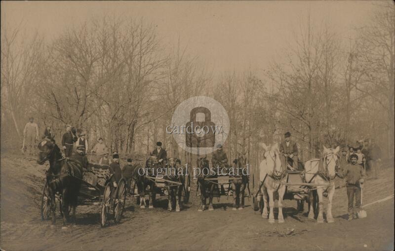 Lot of Men with Horses, Logging Scenes Occupational Original Vintage RPPC