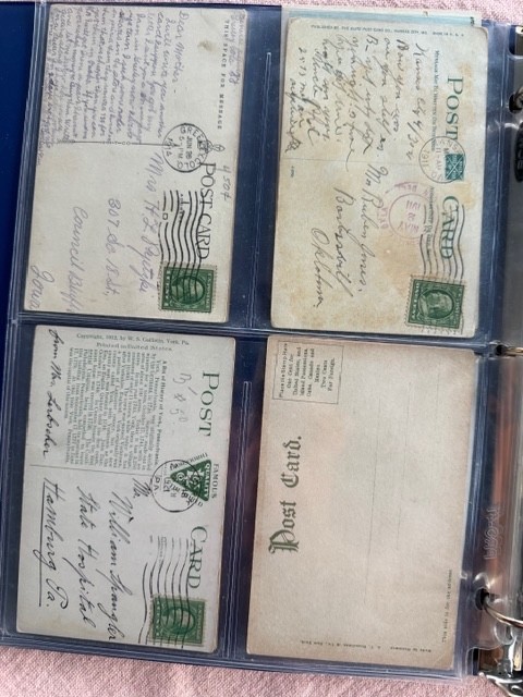 58 Postcards 1906-1940s in Plastic Sleeves. Some unused