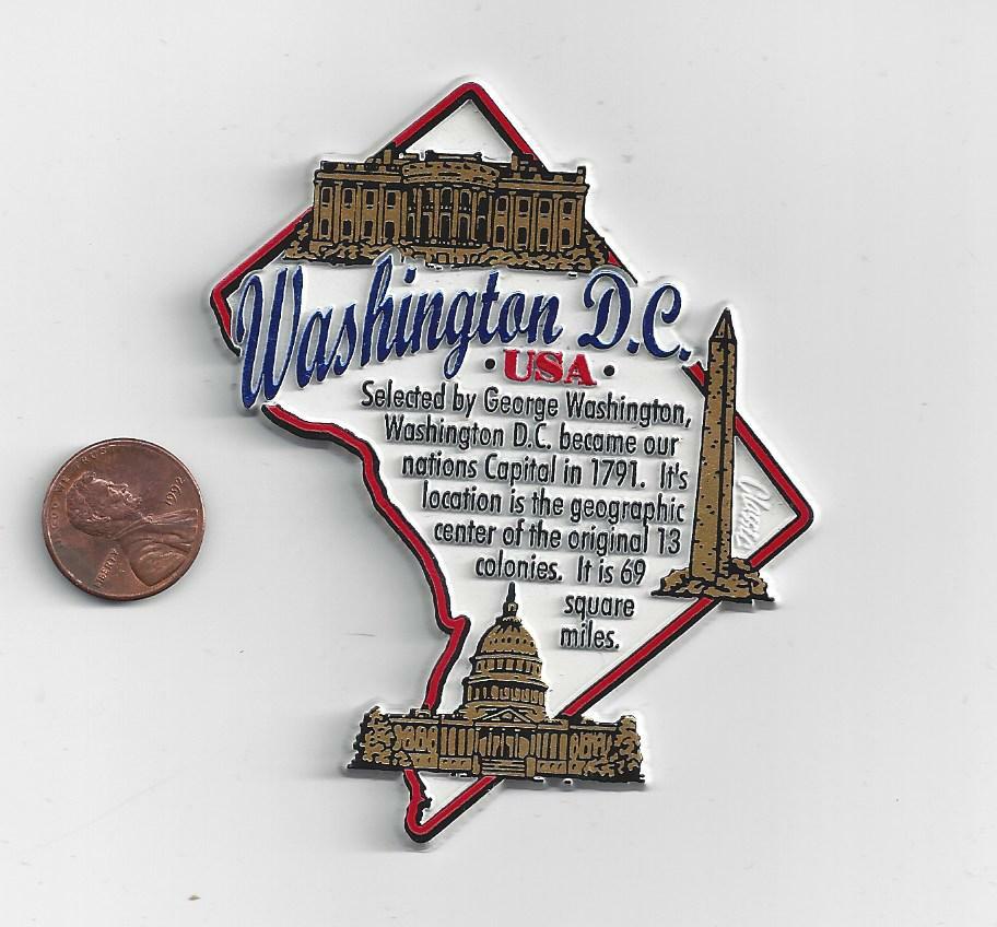 TWO WASHINGTON D.C. MAGNETS 7-COLOR JUMBO and MAP INFO MAGNET NEW