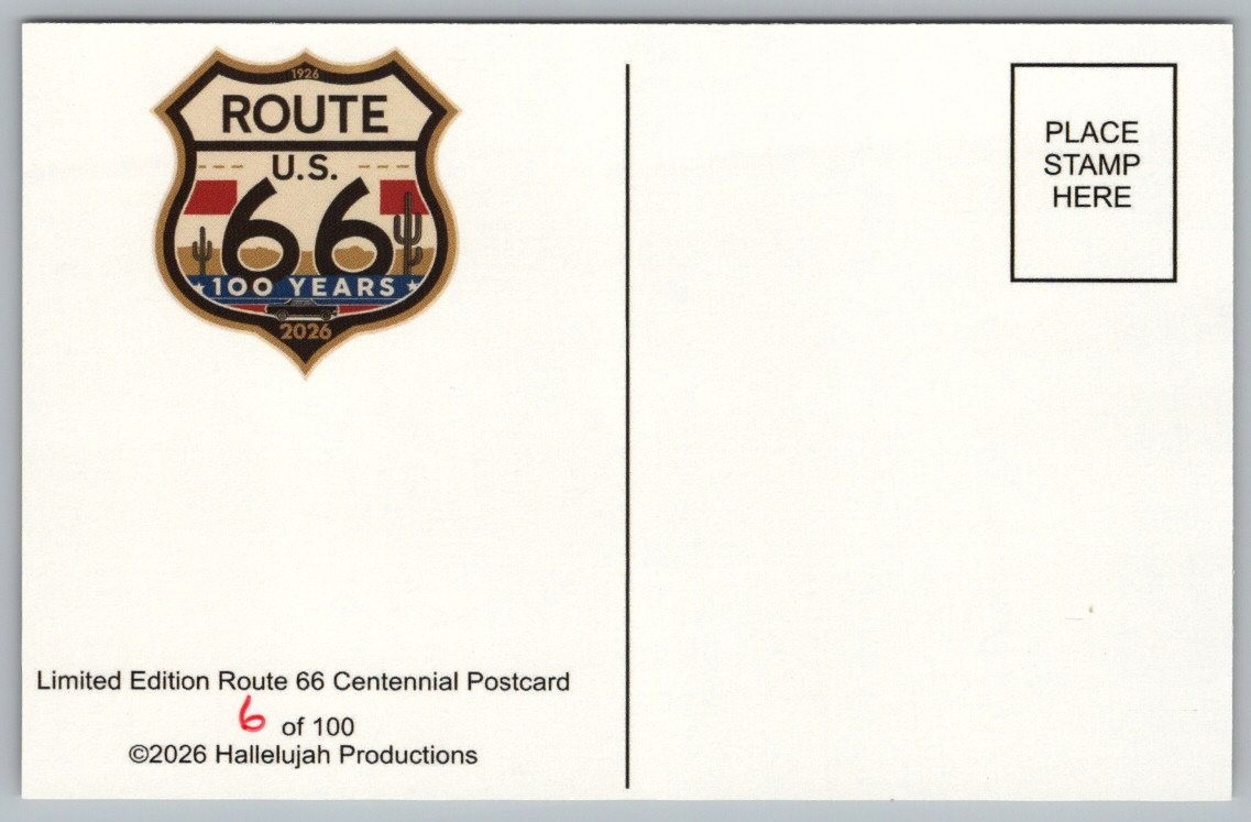 Route Rt 66 Centennial 100 Years Cruising 1940s Large Letter New Postcard