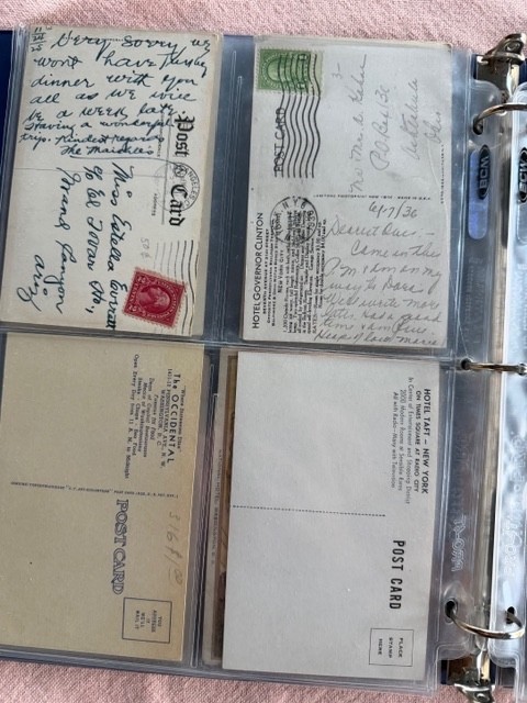 58 Postcards 1906-1940s in Plastic Sleeves. Some unused