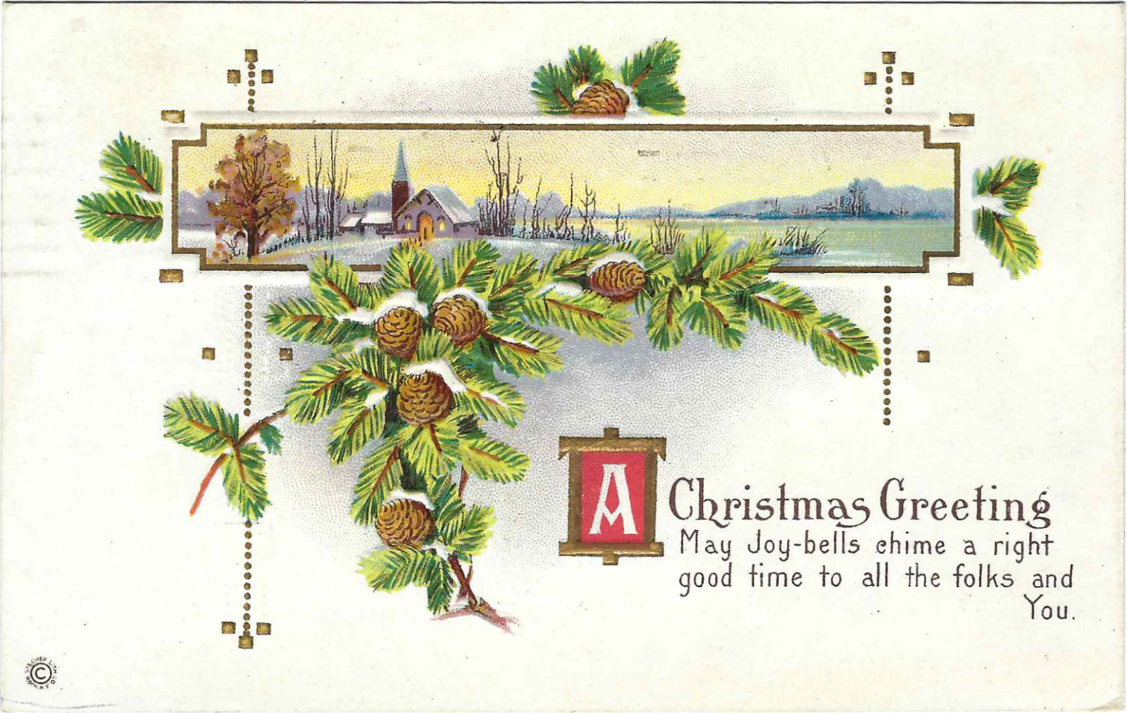 1920 A Christmas Greeting Vintage Postcard
