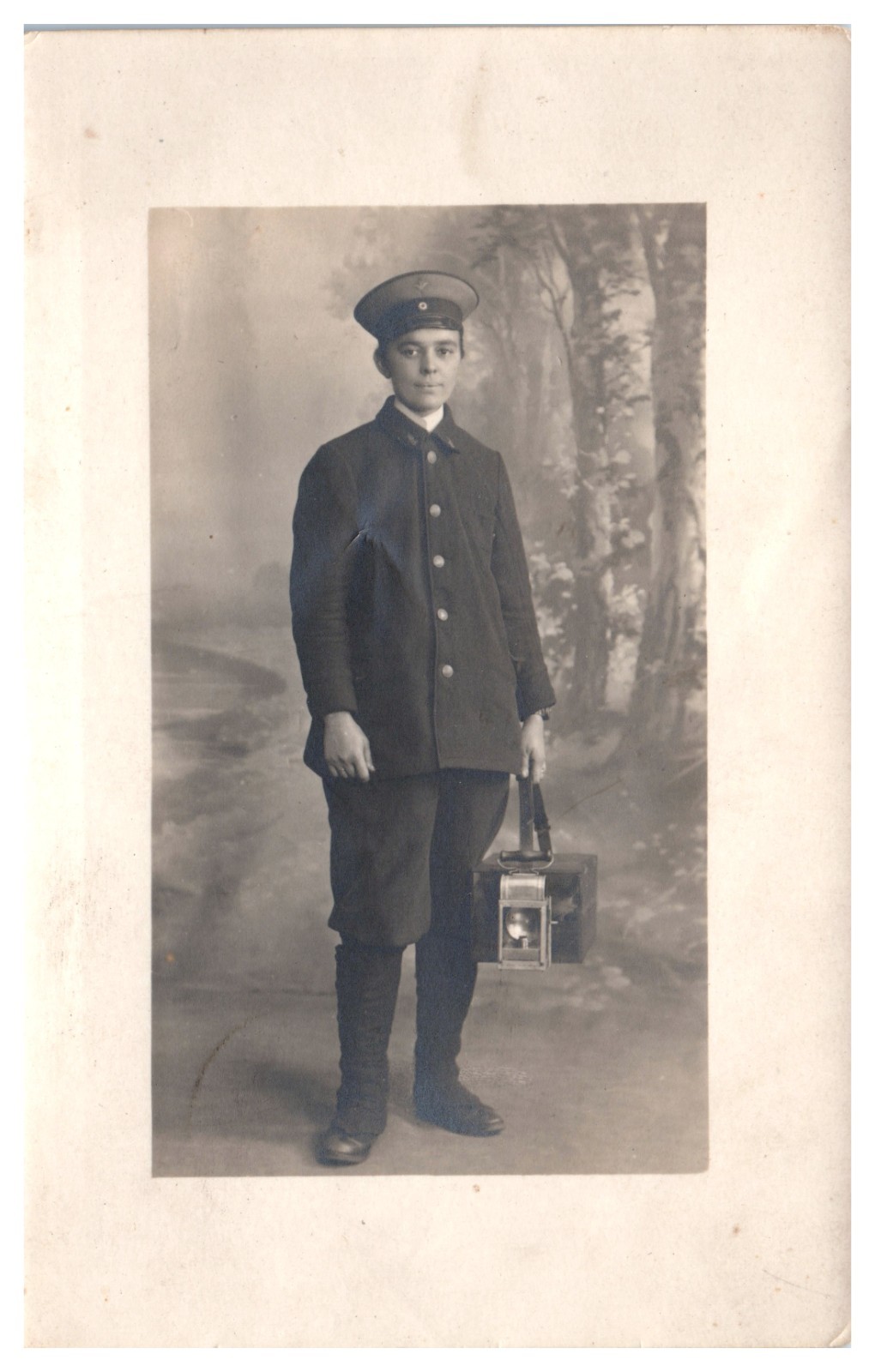 WWI German Women Railroad Worker Lantern Deutsche Reichsbahn Real Photo Postcard