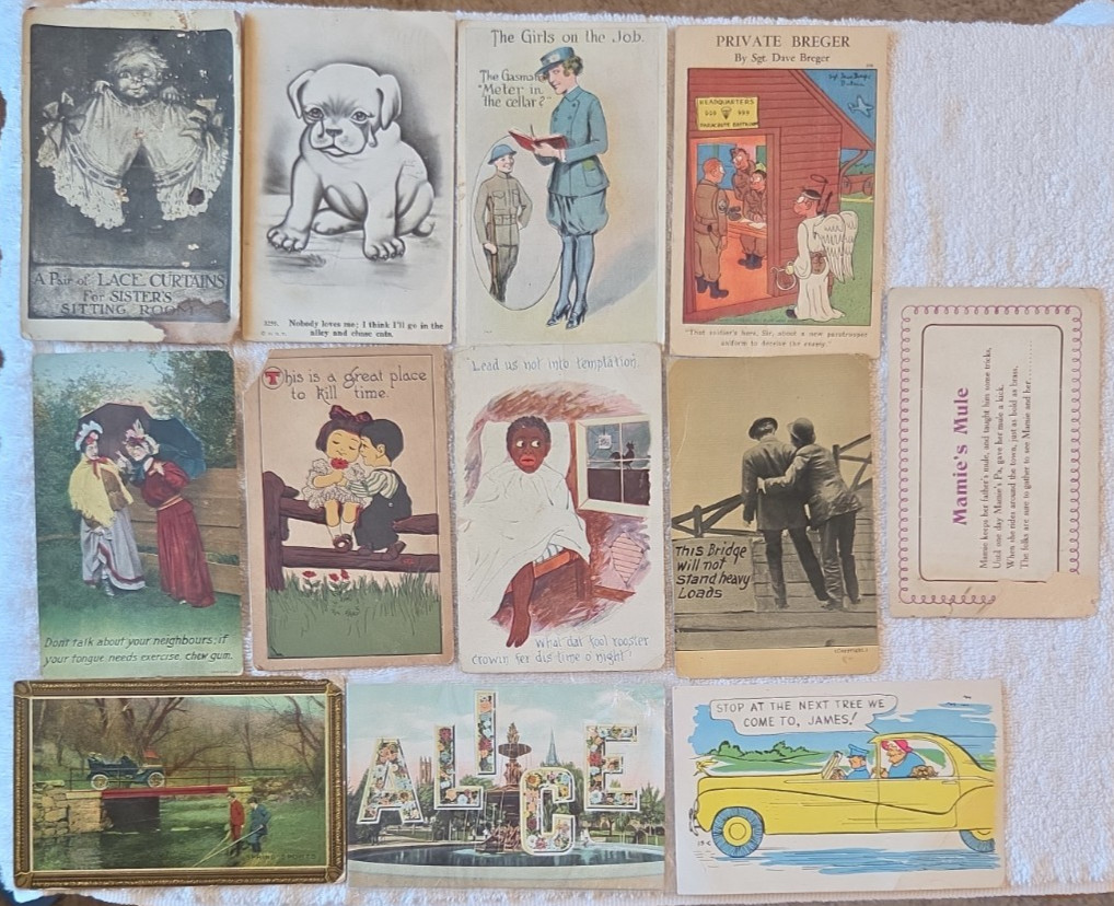 Lot Of 12 Antique And Vintage Post Cards 3 Written Posted early 1900’s