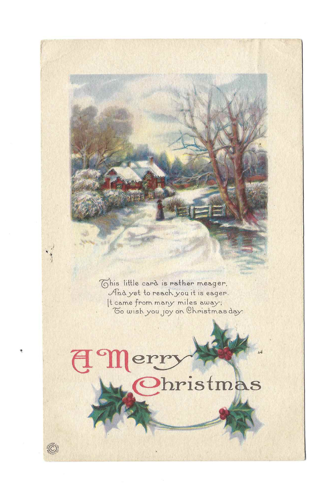 A Merry Christmas Vintage Postcard