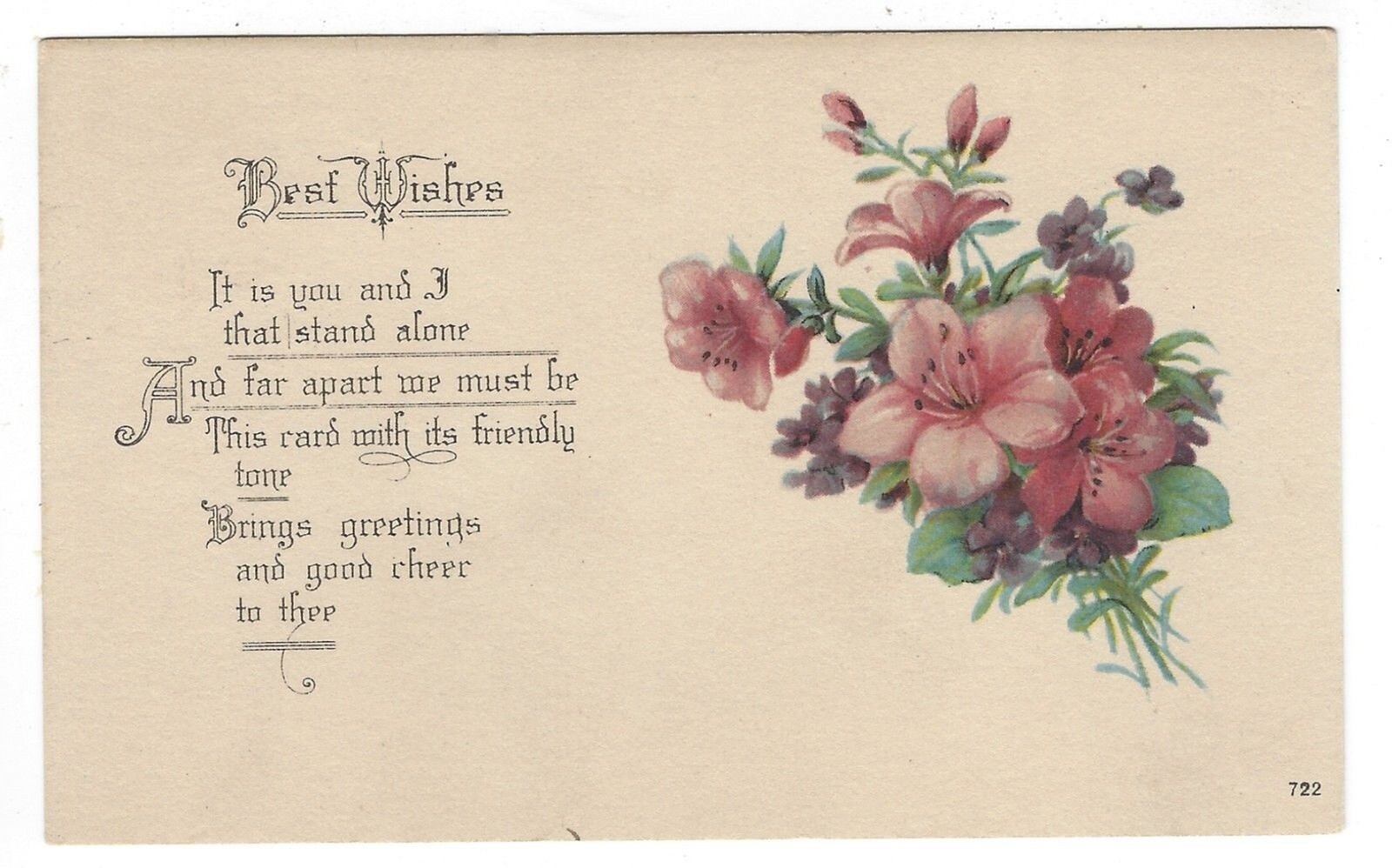 Postcard Divided USA K in Circle 1923 1 Cent Stamp Best Wishes