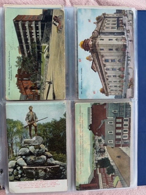 58 Postcards 1906-1940s in Plastic Sleeves. Some unused