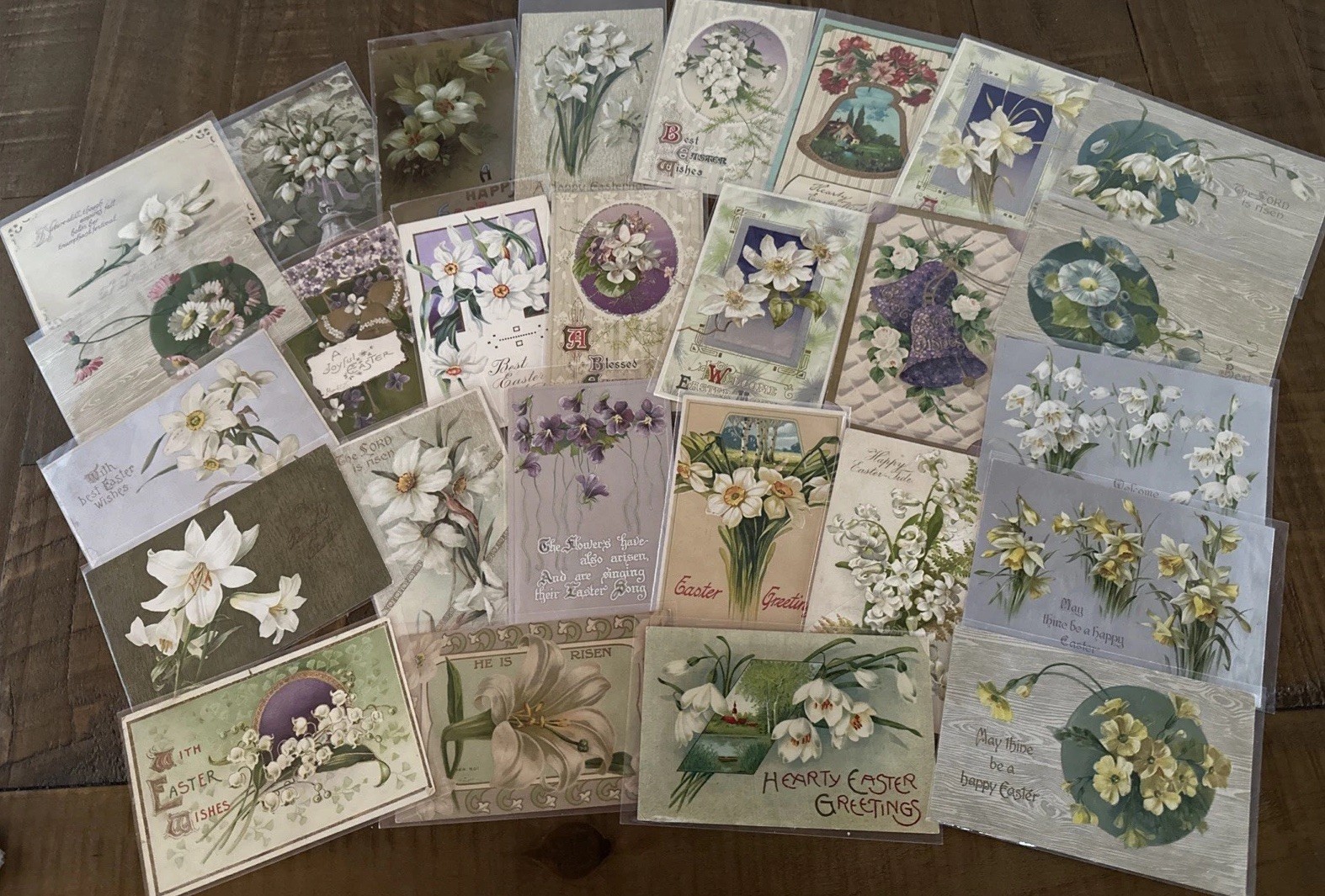 Lot of 27 Antique~1900’s~POSTCARDS with EASTER Lilies & Flowers~In Sleeves~r862