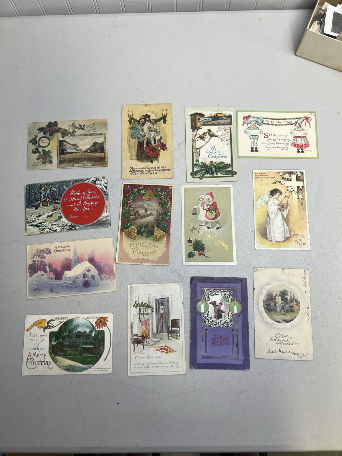Lot Of 13 Vintage Christmas Postcards, Used, Early 1900s, Some Embossed