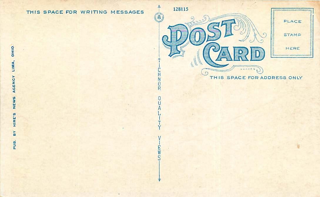 Postcard Schine’s Ohio Theatre, Lima, Ohio – Mighty Wurlitzer Unit Organ