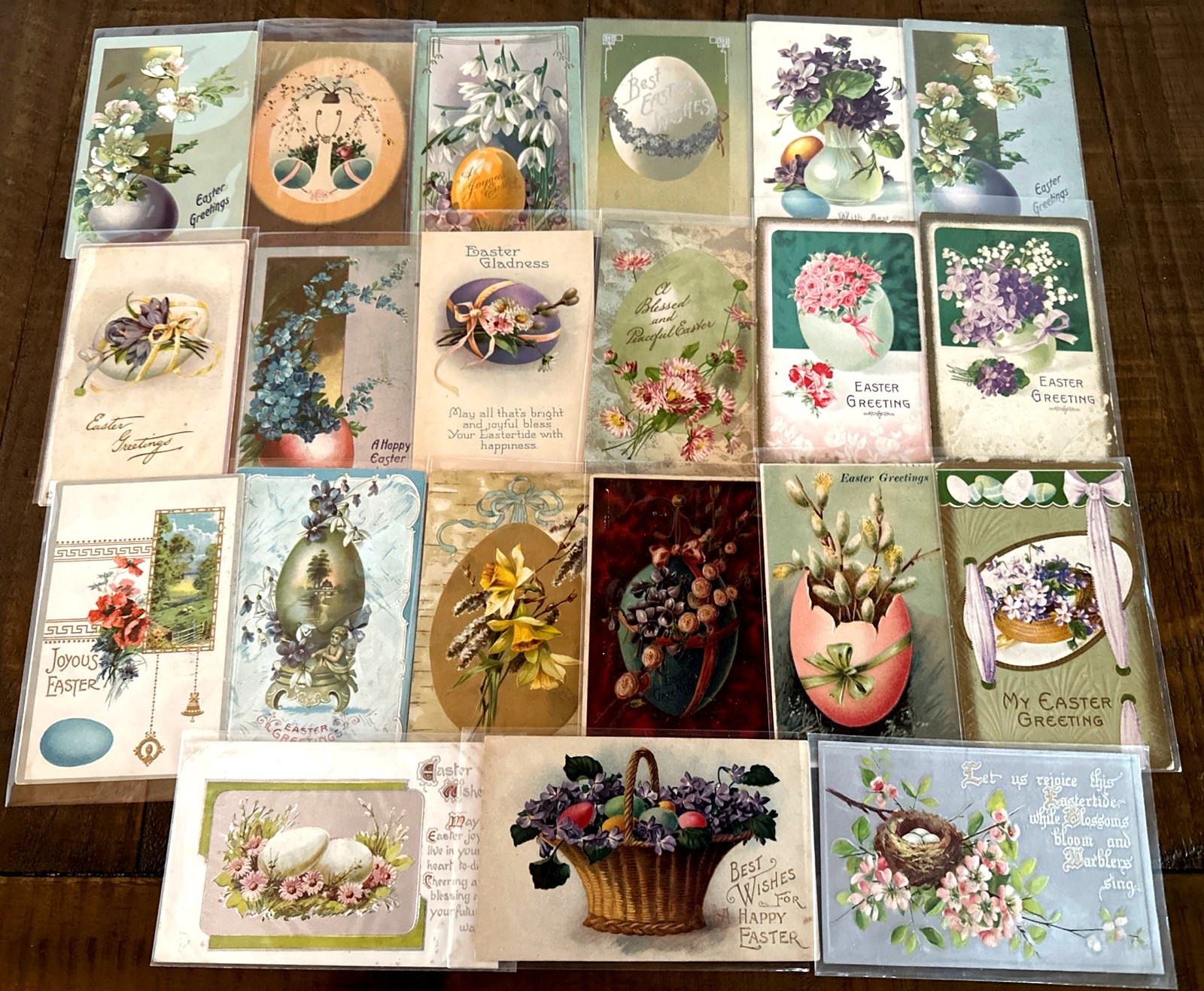 LOT of 20~Vintage Antique~Easter POSTCARDS with EASTER EGGS & Flowers-eggs-r861