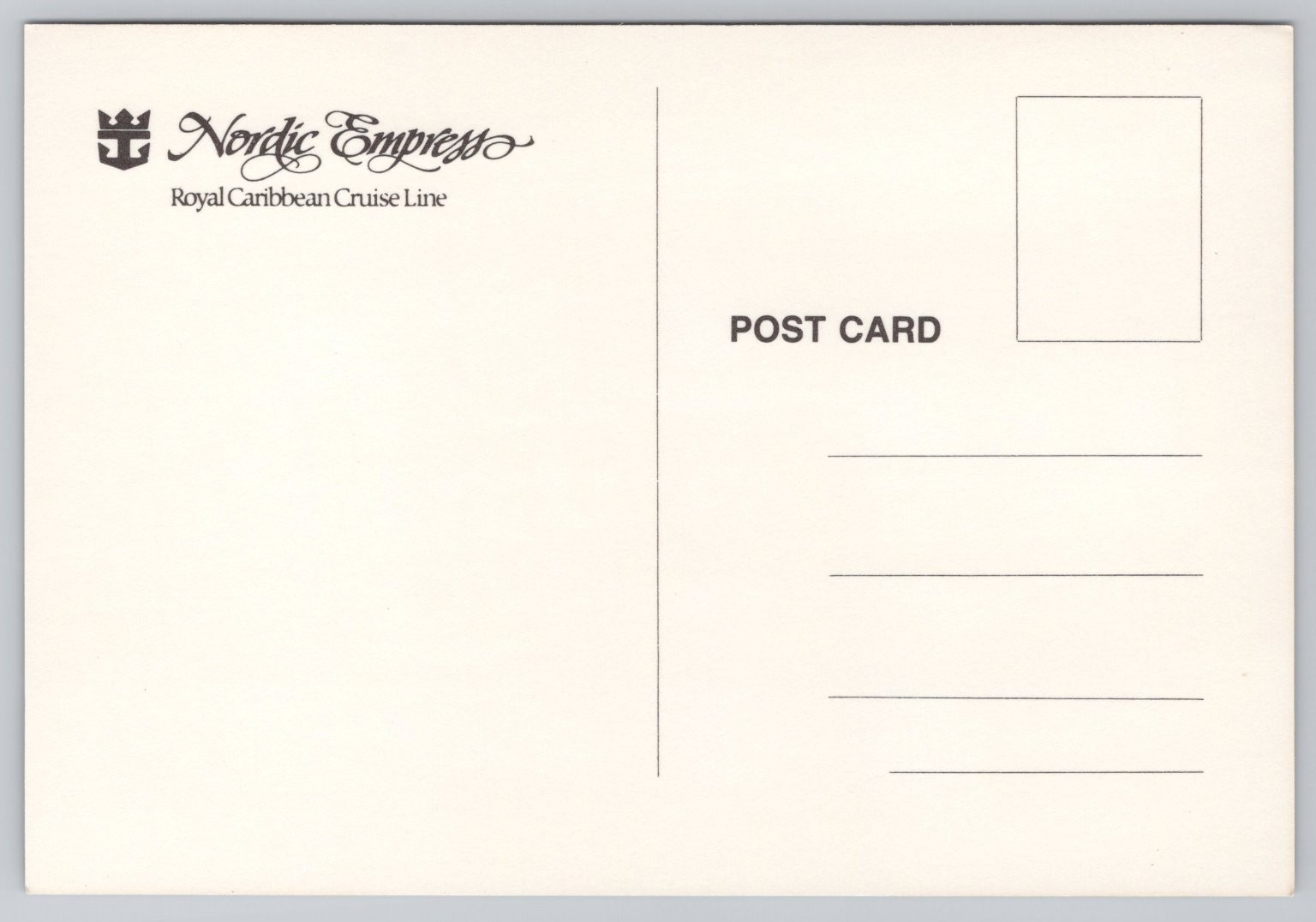 Royal Caribbean Nordic Empress Cruise Ship Postcard Night Scene Unposted