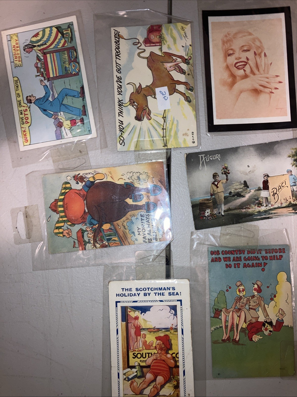 Antique Vintage Postcards LOT 1915-1946 WW2 Era Stamped Dated Sleeved DETAILS