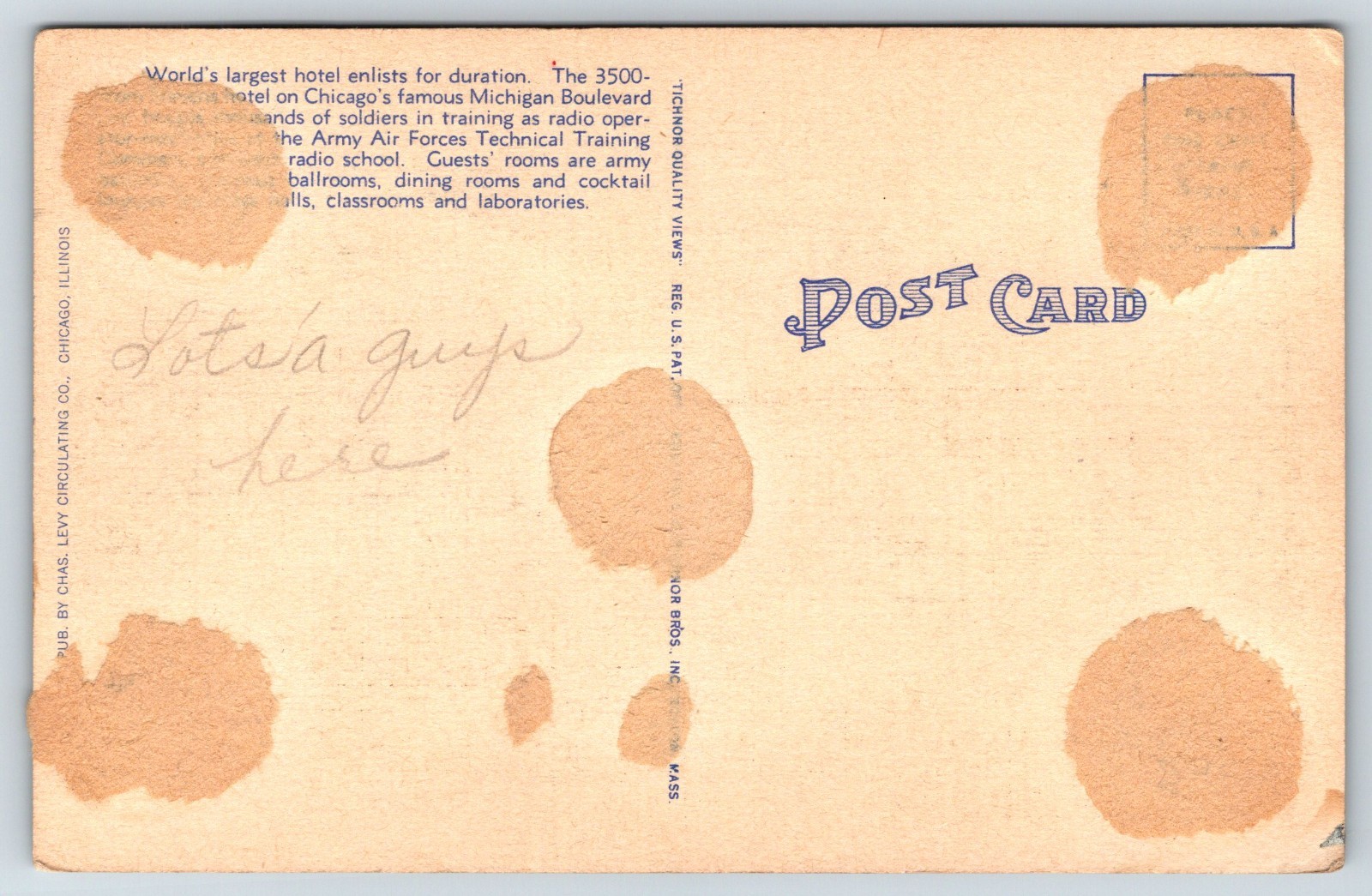 Vintage Postcard Unit No 1 Army Air Force Tech School Chicago