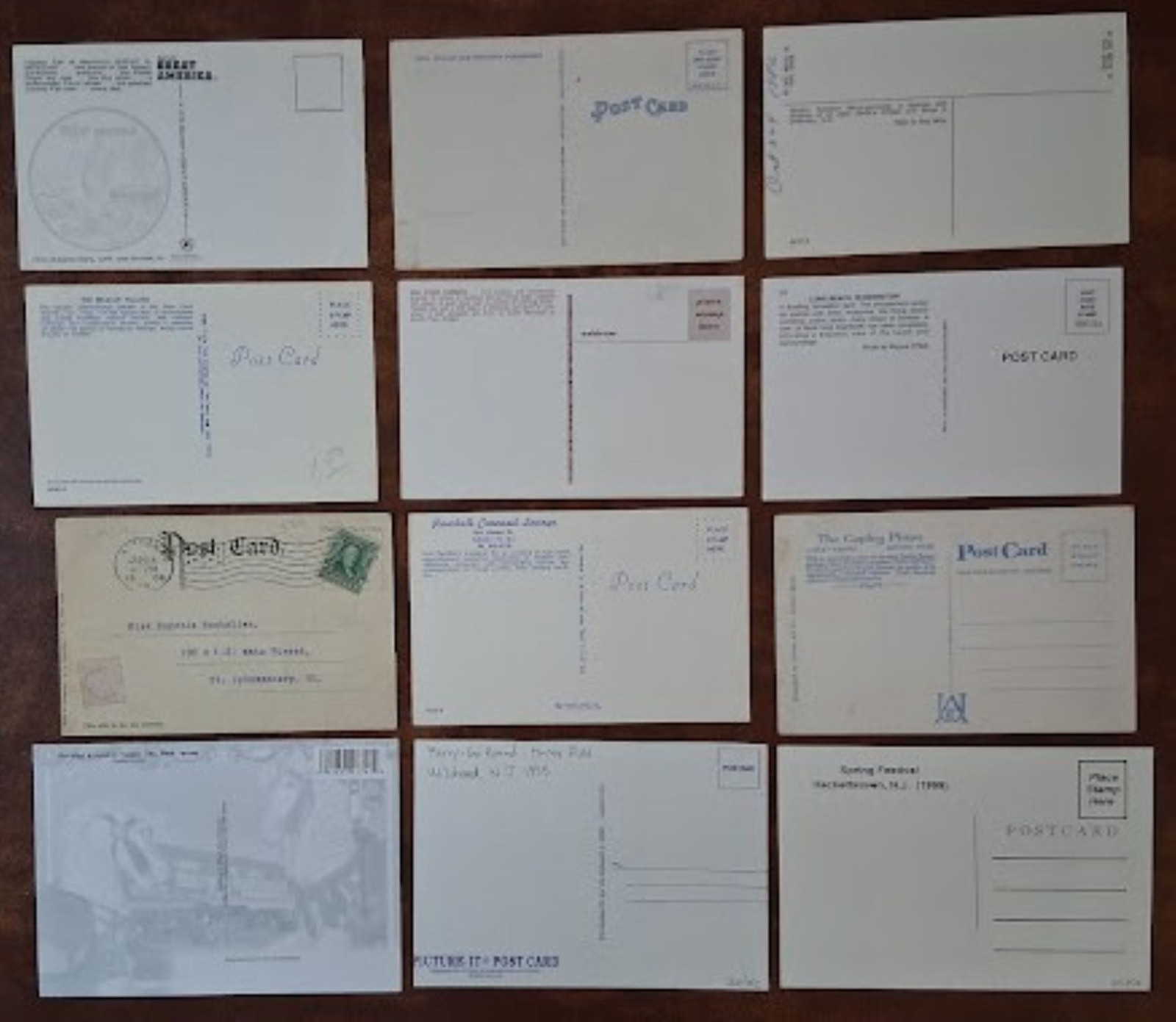 12 CAROUSEL / MERRY-GO-ROUND / AMUSEMENT PARK Postcards
